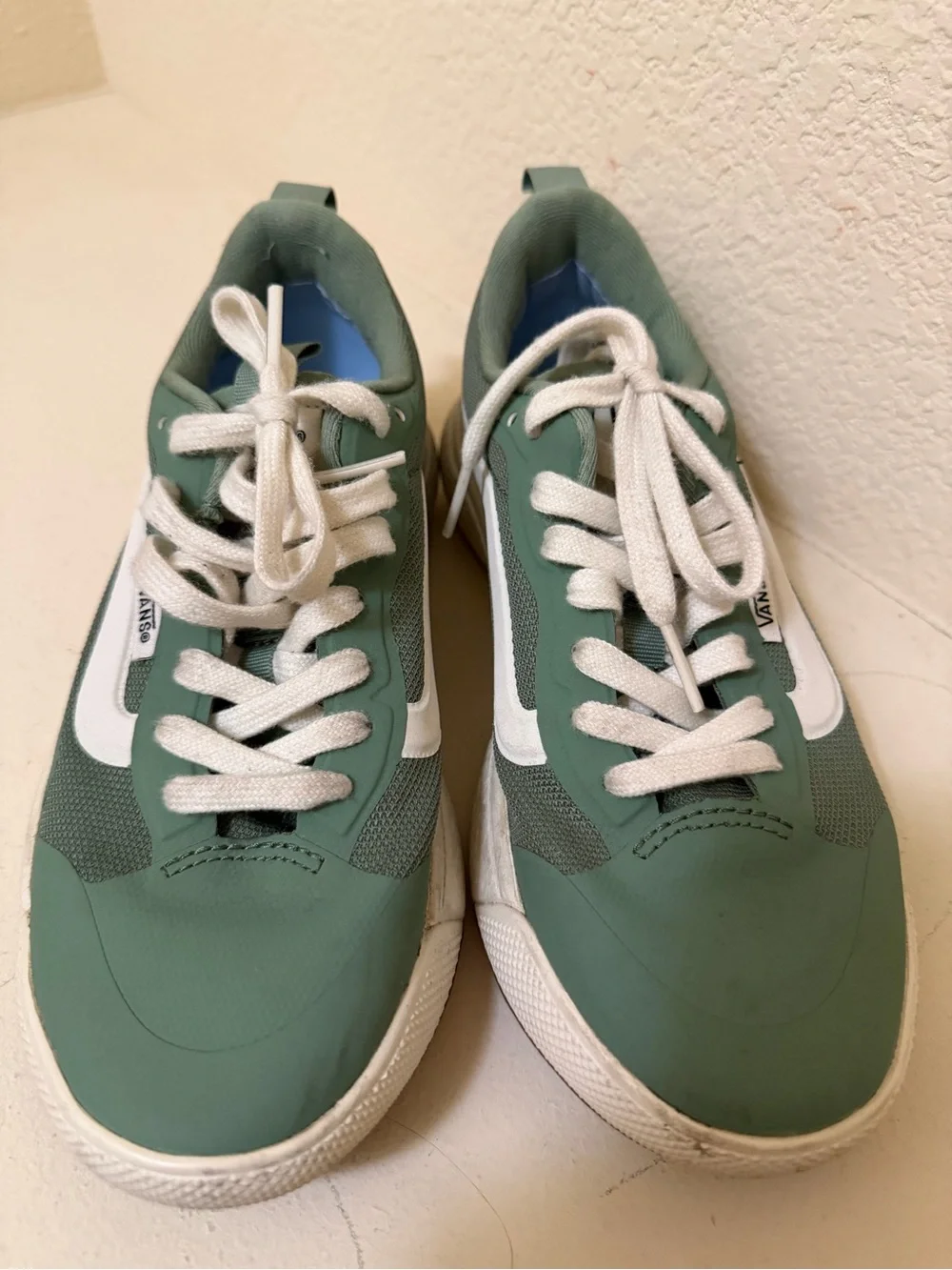 Vans Green Low-Top Sneakers with White Side Stripe
